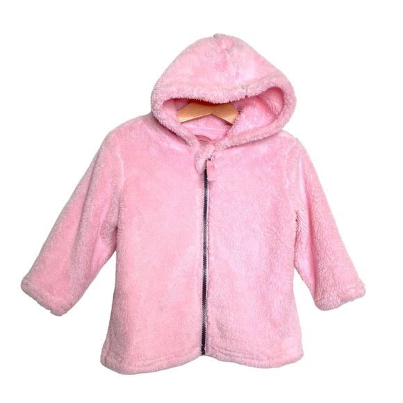 Hanna Andersson Size 2T 85 cm Baby Jacket In Marshmallow Coat Pink Hoodie - Picture 2 of 11